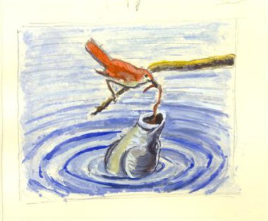 Vogel voert vis